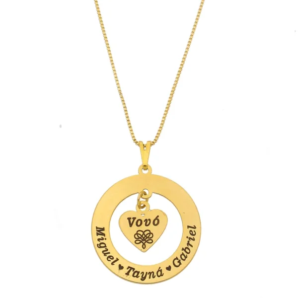Colar Coração Vovó Personalizado