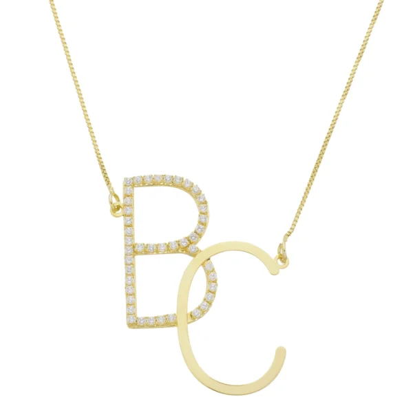 Colar 2 Letras Cravejado Personalizado